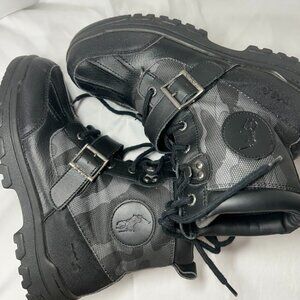 Polo Ralph Lauren Boys Youth Lace-Up Boots Black Sz 4.5 Logo GothicDark Grunge